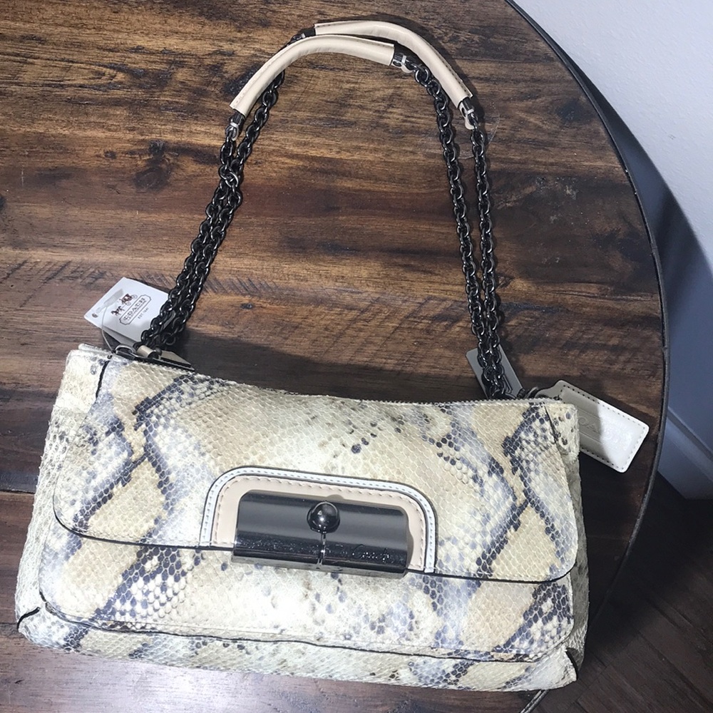 NWT COACH | Embossed Leather Python Shoulder Bag - Picture 1 of 8
